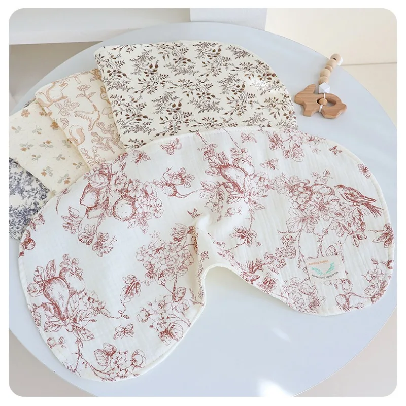 Childrens Drool Towel Six Layer Cotton Gauze Baby Burp Cloths Soft Absorbent Baby Spit Towel Newborn Shoulder Pad