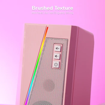 Redragon GS520 RGB Desktop Speakers, 2.0 Channel PC Stereo Speaker with 6 Colorful LED Modes, Enhanced Sound, White/Pink 4
