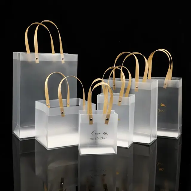 Sac à main en plastique givré Transparent, 10 pièces, en plastique de haute qualité, avec Style Simple et à la mode, Transparent givré 1