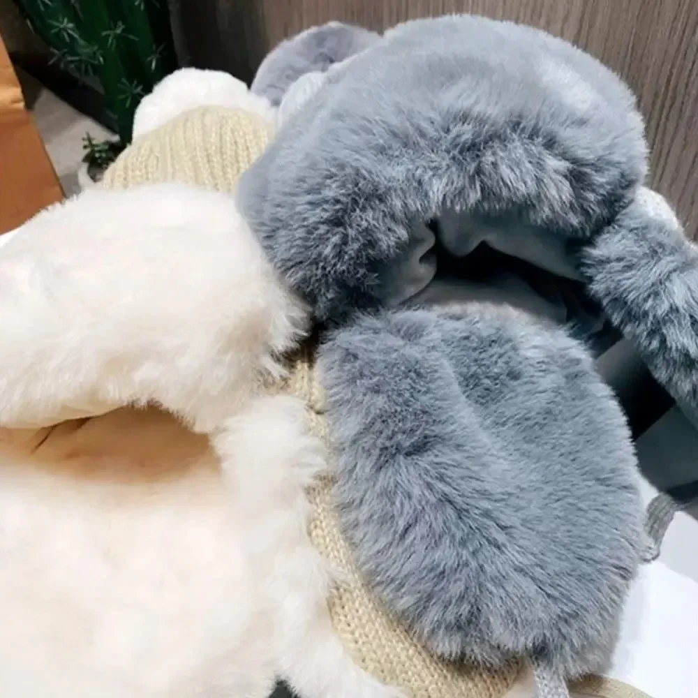 Velvet Warm Winter Hat Kawaii Cute Bomber Hat Thickened Bucket Hat for Women 모자