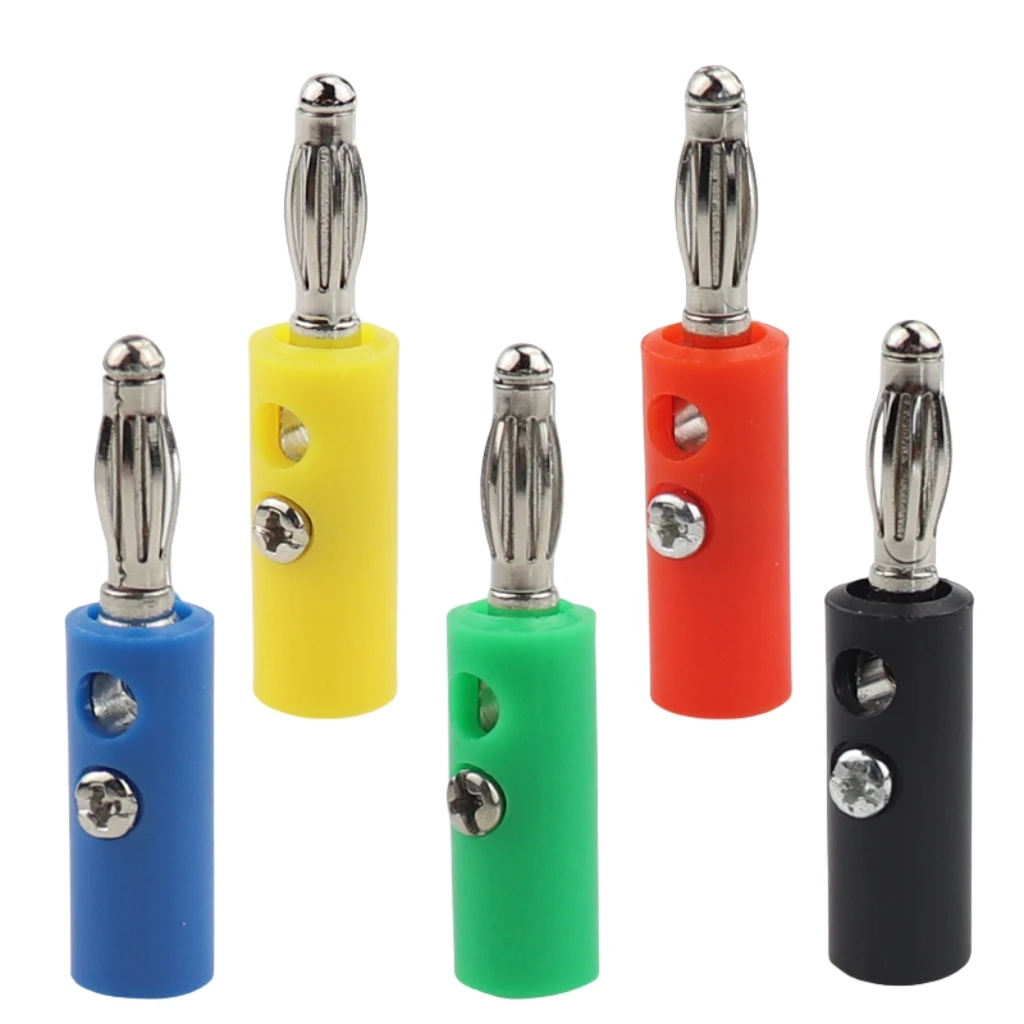 

10Pcs 4mm Banana Plug Male Screw Type Adapter Gold Plated 4mm Banana Binding Post Test Plugs Wire Cable Connector Black Red