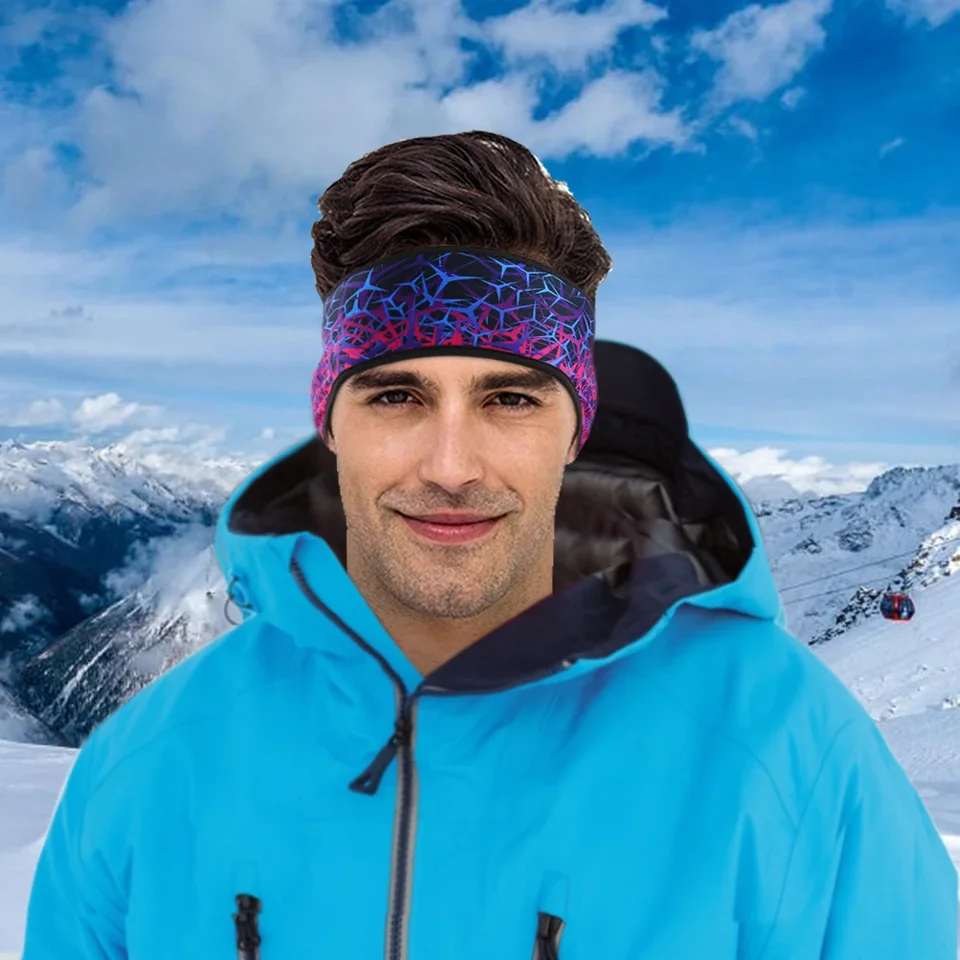 ROCKBROS Bandeau Sport D'hiver Chaud Femmes Hommes, Cache-oreilles Bandeau Sous Casque Polaire Headband Sport Thermique Coupe-vent Élastique Avec Trous De Queue-de-cheval Pour Cyclisme Running Fitness
