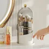 Makeup Brush Holder Organizer 360° Rotating Cosmetic Organizer With Lid Desktop Makeup Organizer Lipstick Eyebrow Pencil Holder 2