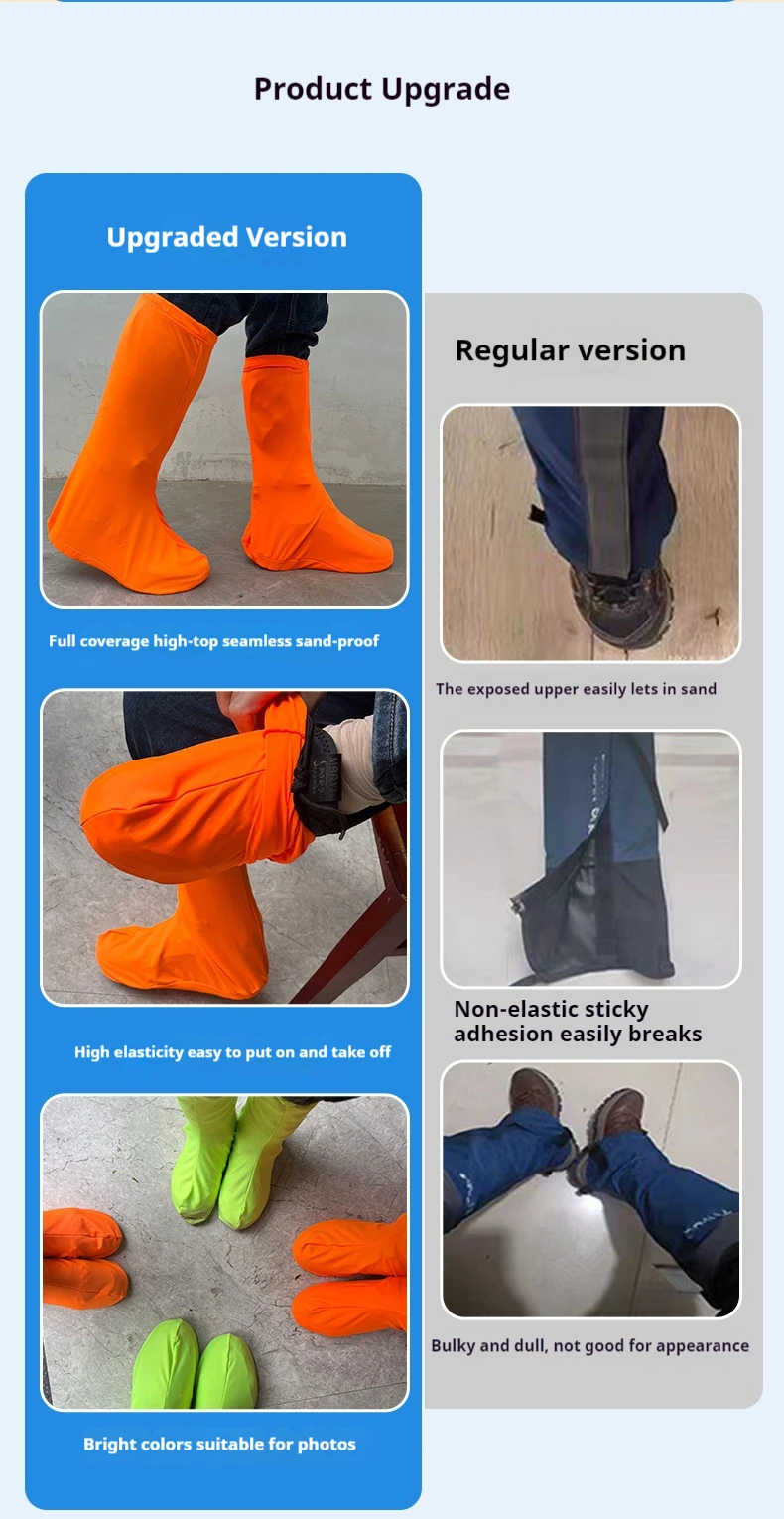 Schneefeste Stiefel, Schuhüberzüge, hohe elastische Schuhschoner, Wüsten- und Sandschutz, staubdicht, Wanderschuh-Zubehör – Detail 3