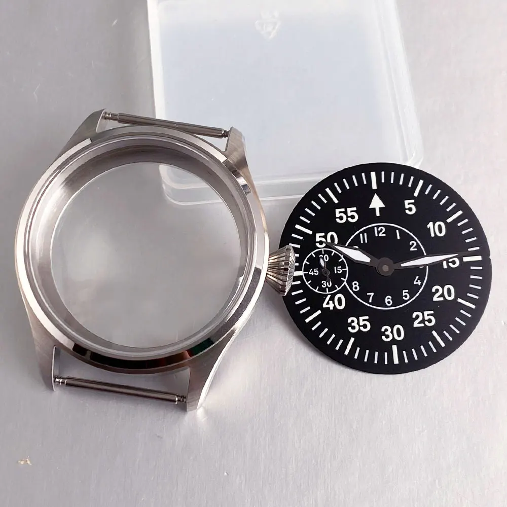 42mm Retro Pilot Watch Case with Sapphire Crystal and Luminous Dial