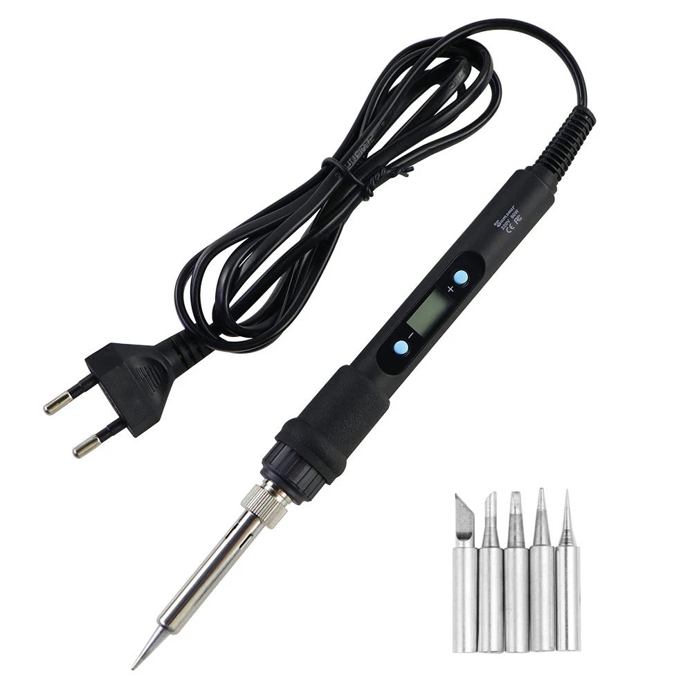 Adjustable Temperature Soldering Iron Kit 220V 60W/80W LCD Screen Soldering Iron Rework Station Welding Tool Accessories