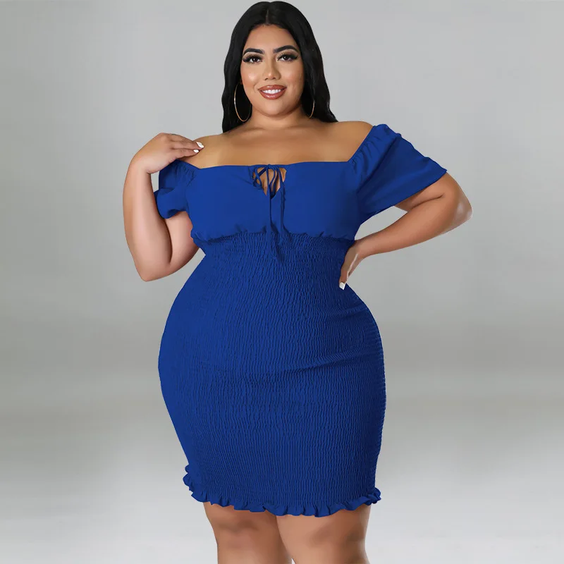 2023 Spring Chic Elegant Dress Off Shoulder Ruffle Mini Evening Dress Female Luxury Designer Large Cloth Plus Size Birthday Robe