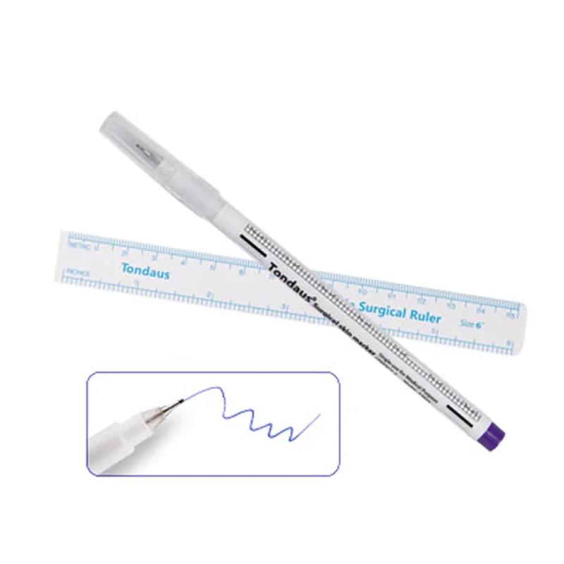 

Surgical Skin Marker Eyebrow Marker Pen Tattoo Skin Marker Pen with Measuring Ruler Microblading Pen Positioning Tool 2pcs/set