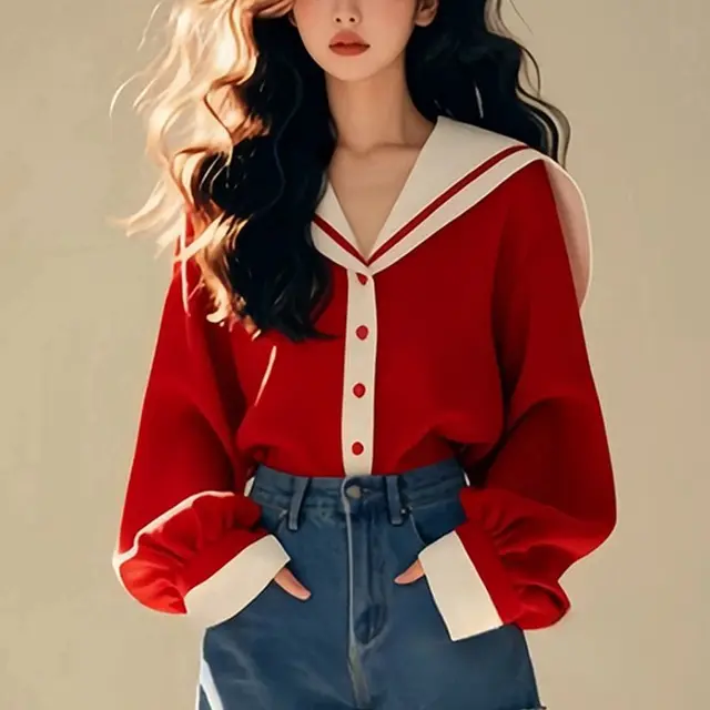 Chemise à manches longues pour femmes, vêtements coréens, chemisier tendance, tempérament, américains, mignon, mode, tout match, abonnés, printemps, automne 1