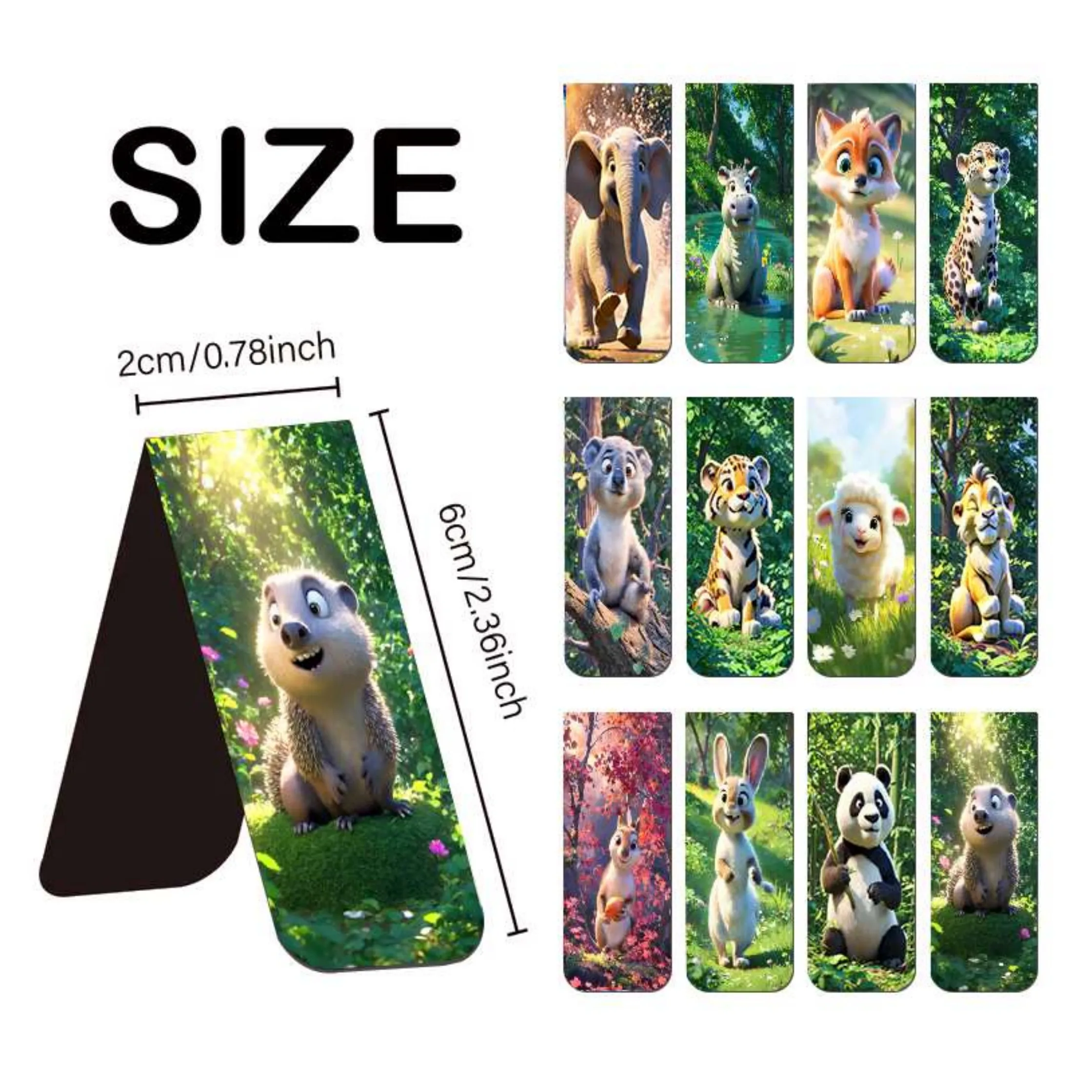 12pcs Vibrant Animal Magnetic Bookmarks Durable Page Markers For Readers & Educators magnetic bookmark bookmark page holder animal bookmark bookmarks stationery supplies
