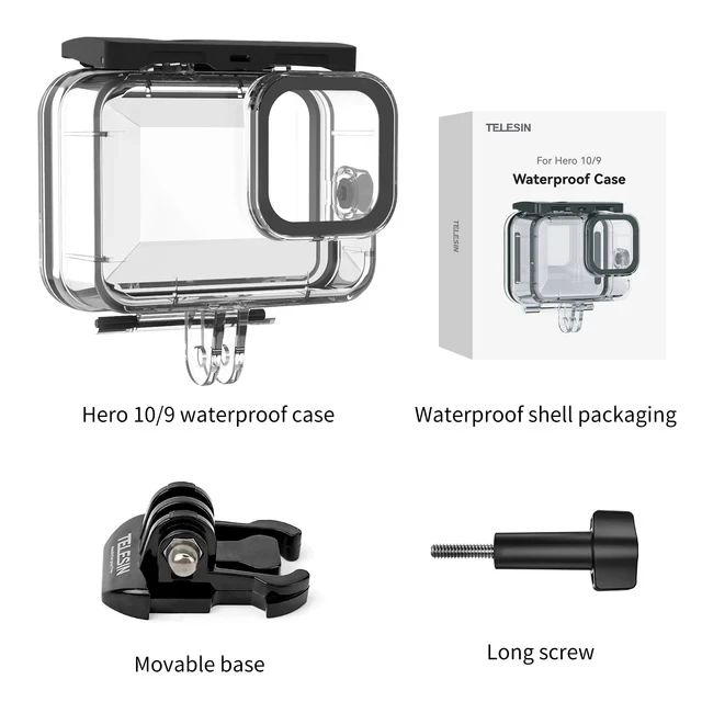 TELESIN Timethinkker 스포츠 카메라용 다이빙 필터 포함 수중 하우징 방수 슬리브, 60m, GoPro Hero 9 10 11