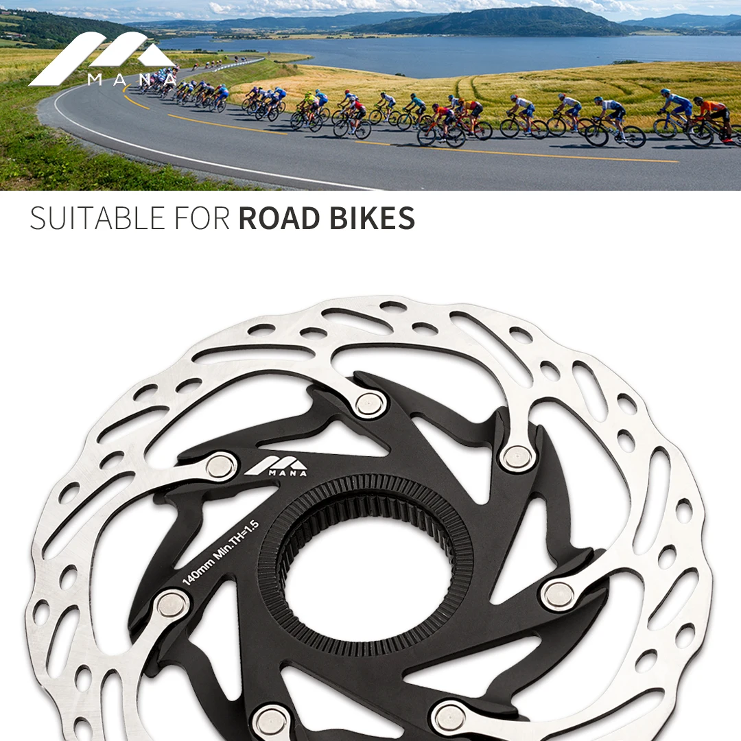 MANA 자전거 디스크 브레이크 센터 잠금 플로트 로터 경량 방열 높은 제동 성능 크기 140/160MM
