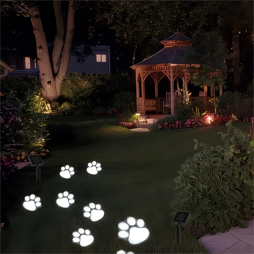 Solar Garden Light 4-in-1 Waterproof Pathway Lawn Lamp Animal Paw Print
