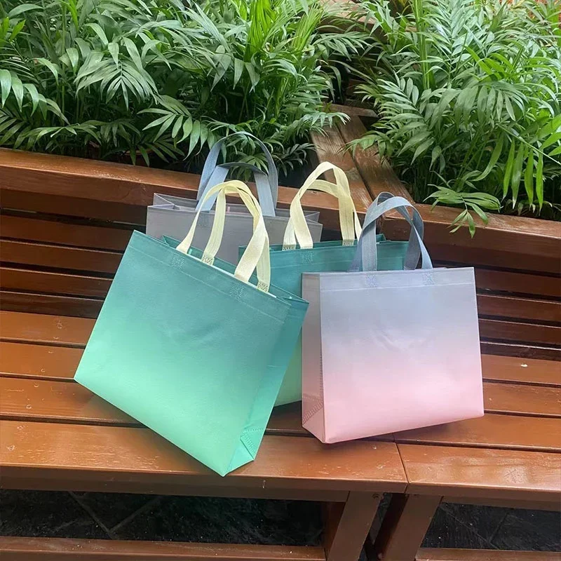 10pcs Non-woven Fabric Portable Bags Clothing Store Shop Color High Grade Packing Bag Women's Wear Gift Fashion Handle Storage 2