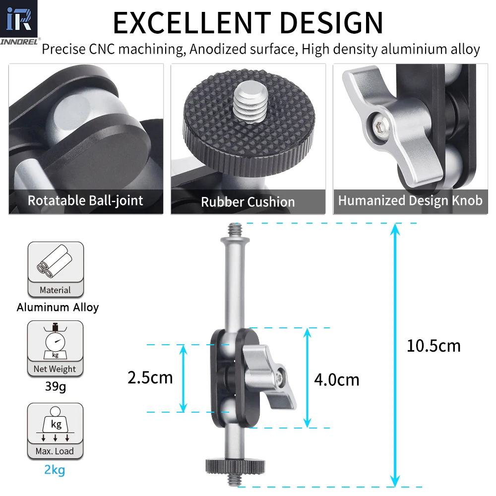 Universal Magic Arm with Dual Ball Head with 1/4" Screw Phone Tripod for tripod Stand for Cell Phone Articulating Magic Arm