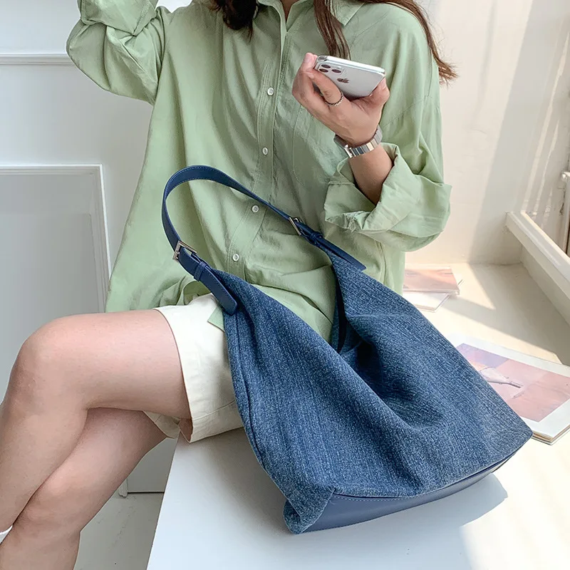 Denim Women Handbag Large Capacity Quality Ladies Big Totes Casual Tassels  Female Shoulder Bags Bolsa Commuting Shopping Bags - Tote Bags - AliExpress