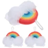 3 Pcs Rainbow Bath Sponge Set Kids Exfoliating Shower Body Scrubber PU Sponge Gentle Skin Care Bathtub Cleaning Reusable 1