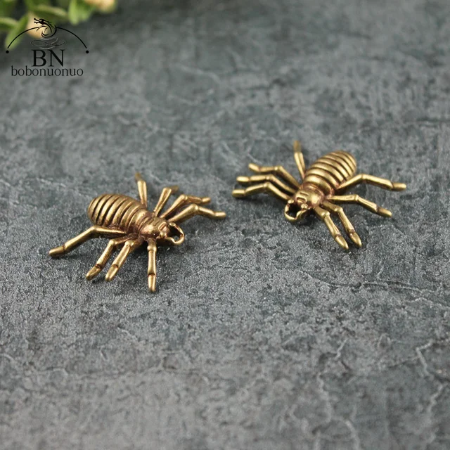 Antik Bronz 6 Stílusú Bogarak Miniatűr Figurák Asztali Dekorációk Tiszta Sárgaréz Rovar Tea Háziállatok - Image 3