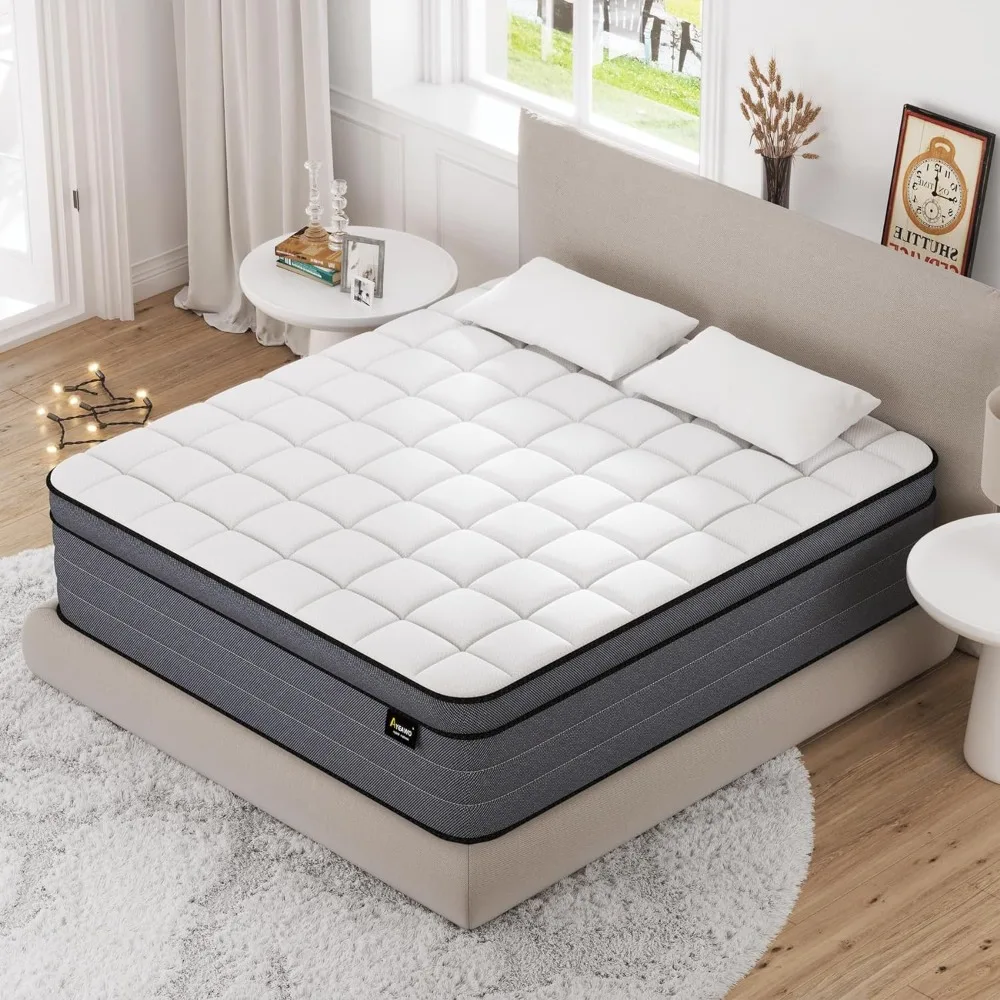 

d Mattress King Size in a Box with Gel Memory Foam and Pocket Springs, Pressure Relief & Upgraded Support, Firm