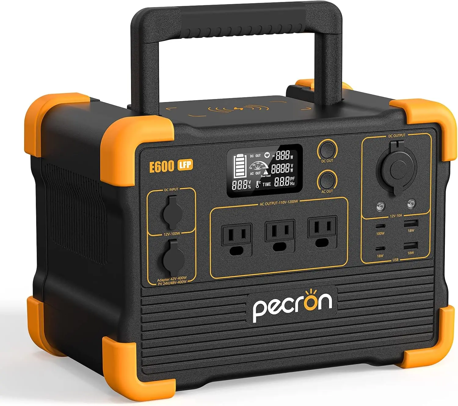 Portable Power Station E600LFP 614Wh Solar Generator Power Station with 3X1200W AC Outlets 100W USB-C PD Output LiFePO4