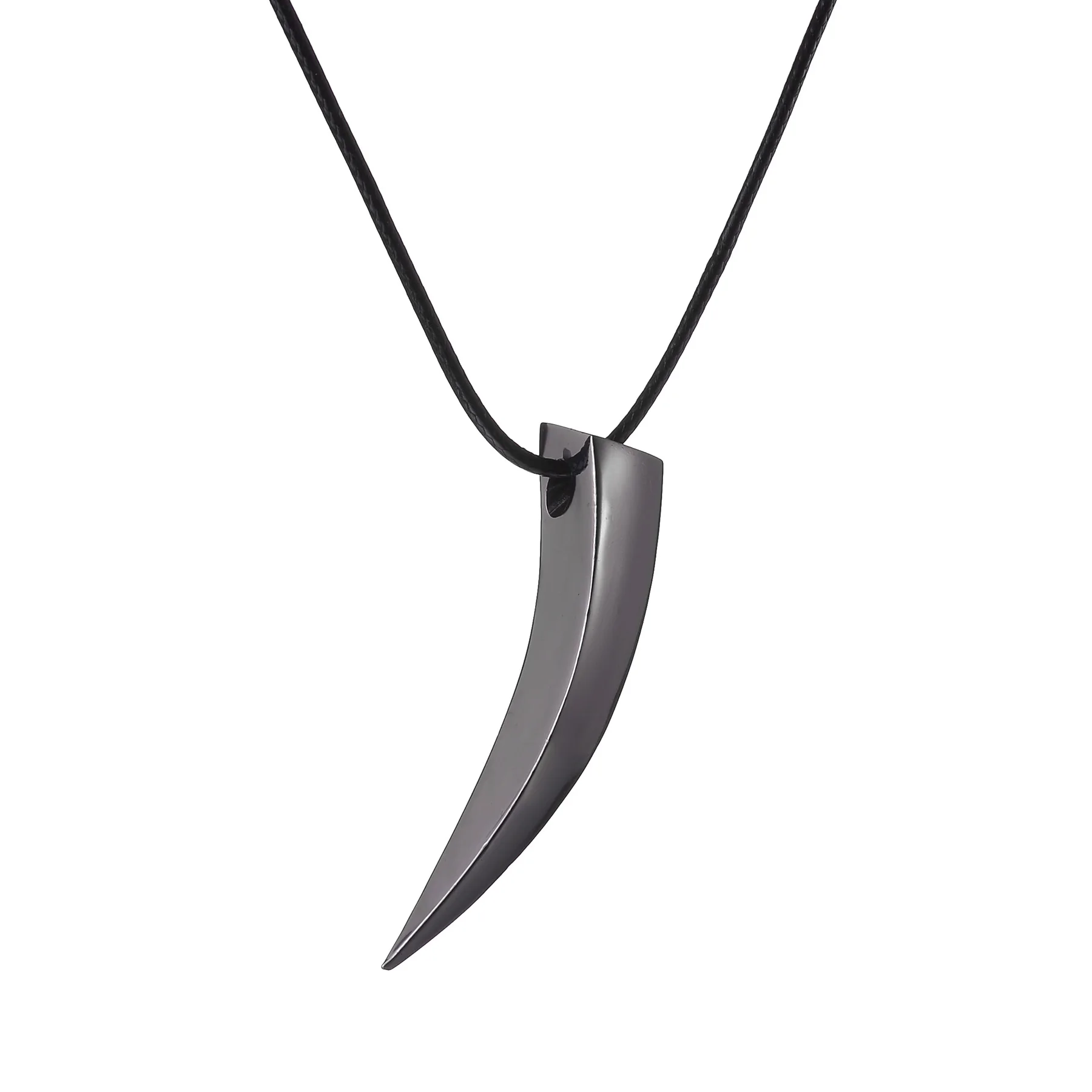 MeMolissa New Trendy Wolf Tooth Shaped Pendant Stainless Steel Necklace For Men Fashion Rope Chain Necklace Jewelry Gift
