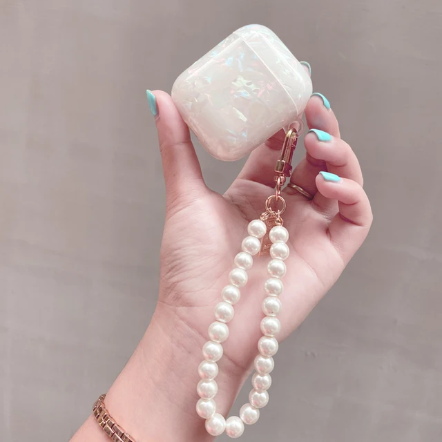 Luxury Girls Pearl Shell Case for Apple Airpods 1 2 3 Case for AirPods Pro Case with Keychain Earphone Accessories Headphone Box color for AirPods 12