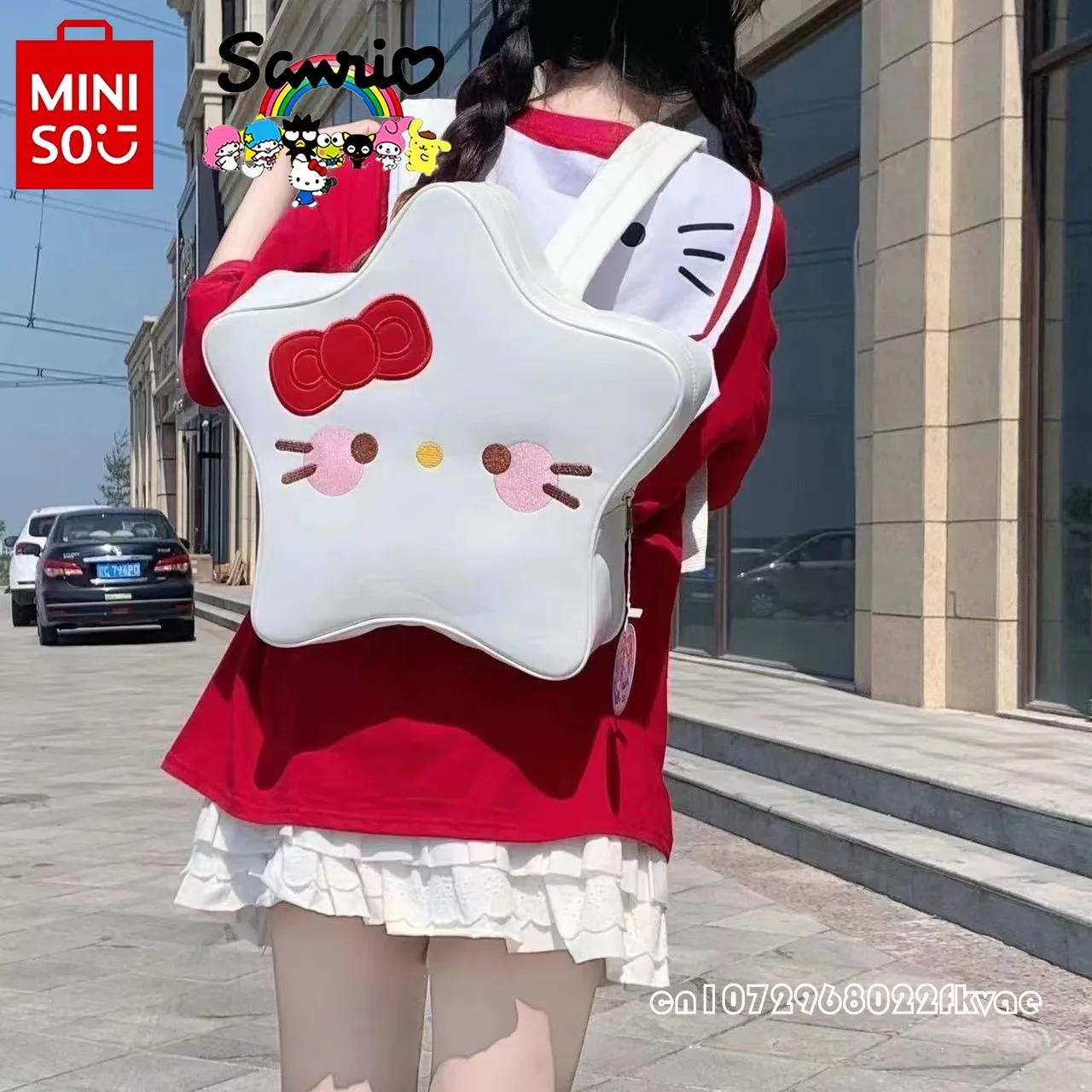MINISO 2024 Women's Backpack Fashionable High Quality Spicy Girl Backpack Personalized Large Capacity Girls' School Bag