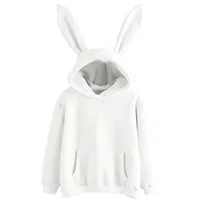 2025 autumn and winter new women's clothing Harajuku Wei hooded rabbit hoodie solid color loose casual women's top women's coat - Image 2