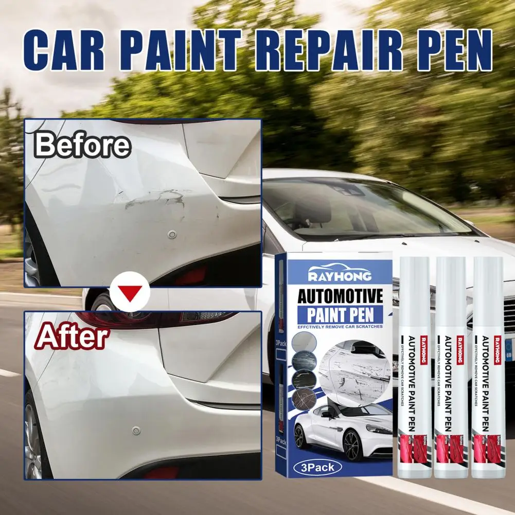 

3Pcs/Box Automobile Paint Scratch Repair Pen Long-lasting Car Paint Pen Strong Coverage Car Grooming Tool Touch Up Paint Pen