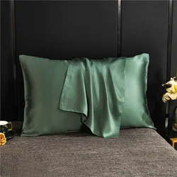 Luxurious Natural Mulberry Silk Pillowcase - Premium Quality Silk Envelope Cover - Custom size 1pc (Green)