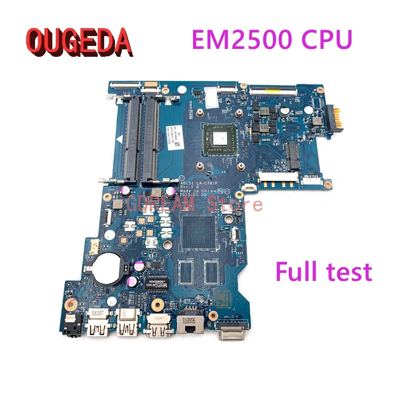 

OUGEDA 814610-001 814610-601 818073-601 ABL51 LA-C781P Main board For HP PAVILLION 15-AF 255 G4 Laptop Motherboard EM2500 CPU