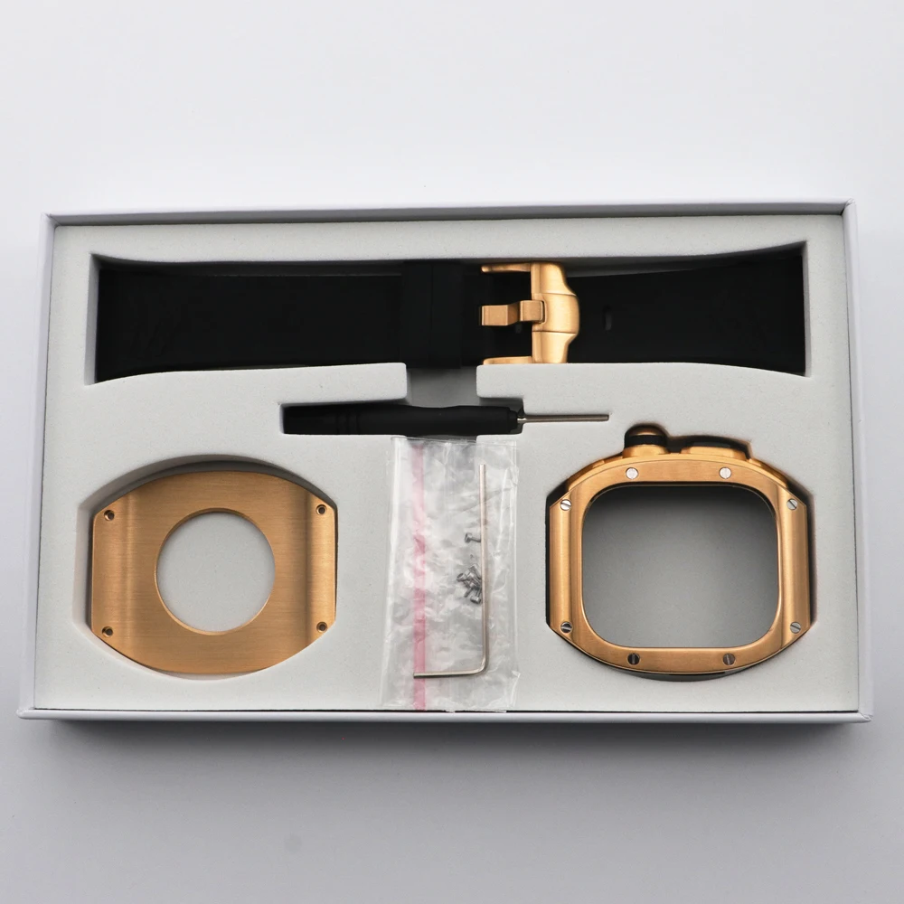 애플 워치용 고급 금속 케이스 수정 키트, 울트라 밴드 49mm 스테인레스 스틸 케이스, IWatch 시리즈 울트라 49mm 실리콘 스트랩