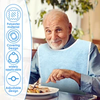 4Pcs Adult Bibs Polyester Dining Clothing Protectors Adjustable Adult Feeding Bibs Seniors Stain Resistant Diet Cloth Blue/Grey 2