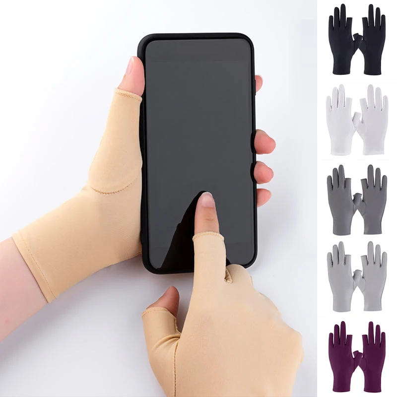 

Outdoor Ice Silk Half-finger Gloves Fingerless Gloves Sunscreen Gloves Stretch Thin Semi-finger Driving Summer Sports Gloves