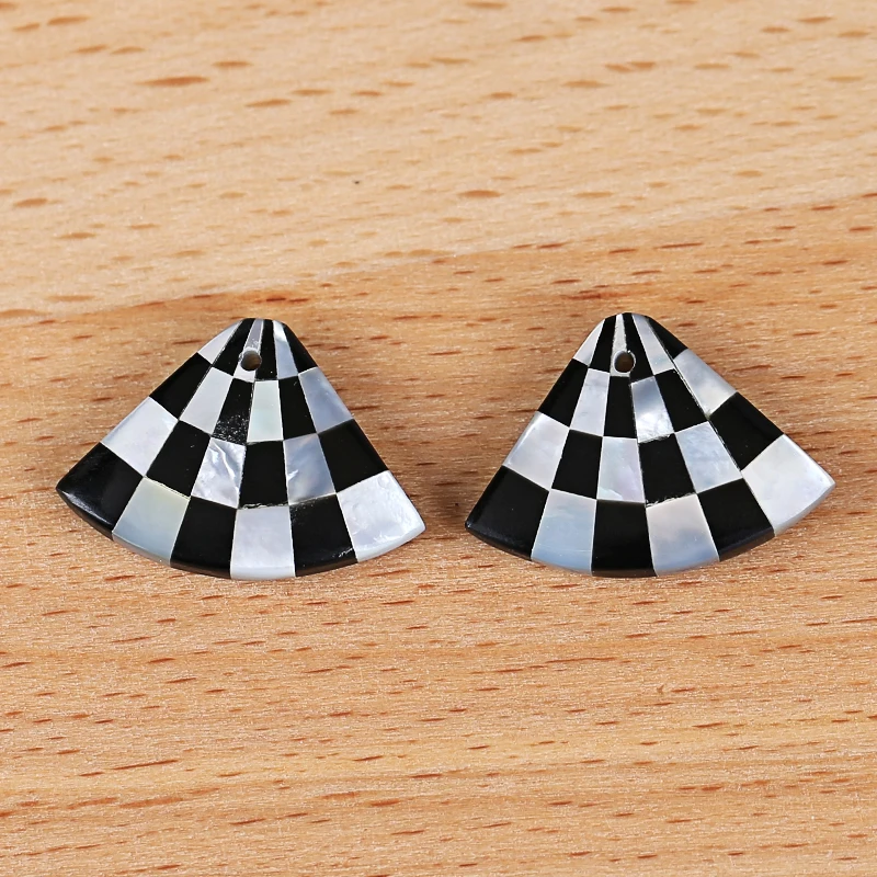 Semiprecious Natural Stone Handmade Jewelry Obsidian And Shell Earrings Accessories For Women 23x16x3mm 2g