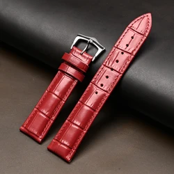 Premium Genuine Leather Watch Band - Top Layer Cowhide Strap Bracelet - 14mm (Red)