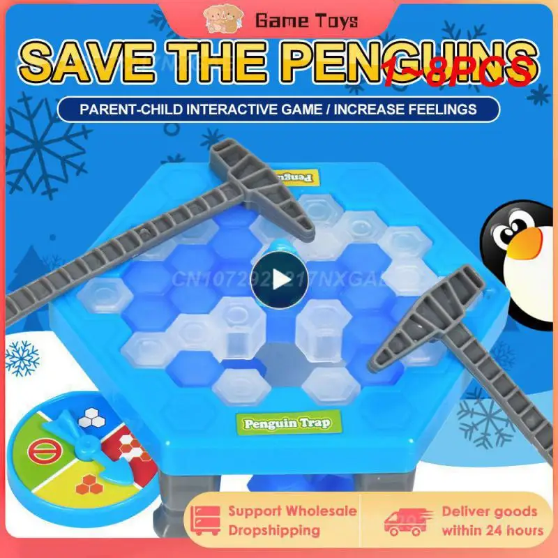 

1~8PCS Mini Penguin Trap Parent-child Interactive Entertainment Indoor Board Game Toys For Kid Family Break Ice Block Save