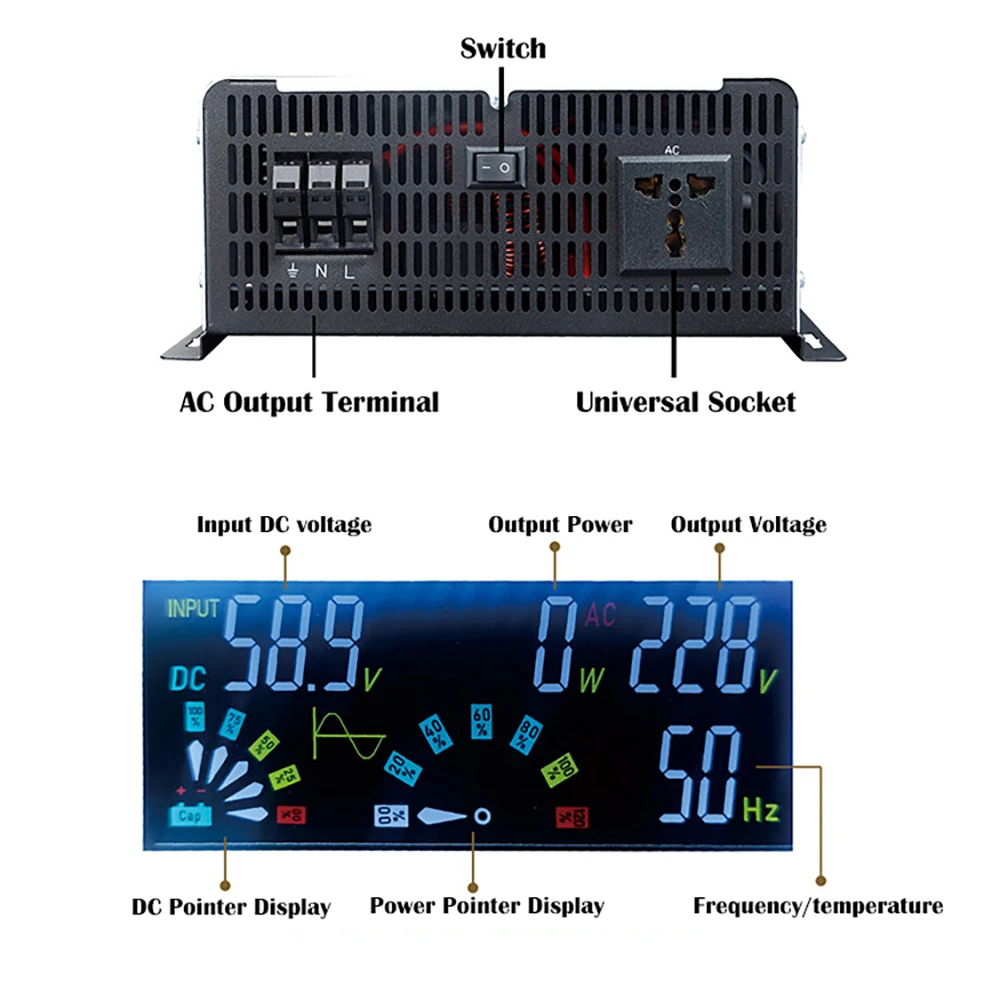 Pure Sine Wave Inverter 12v 220v 8000W 12V 24V 48V 60V 72V 96V Converter Solar Car Inverters Off Grid Wall-mounted