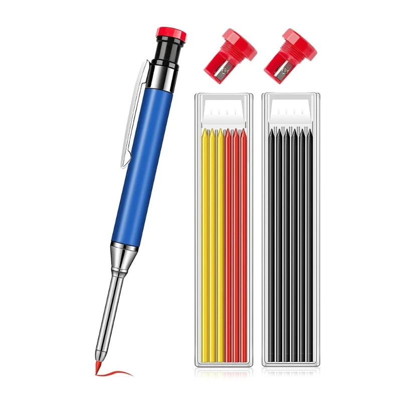 Mechanical Pencil Marker Marking Tool with Built-in Sharpener Carpenter Scriber Dropship