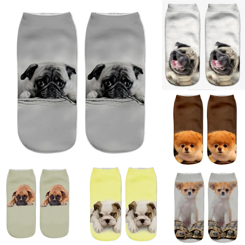 

New Cartoon Dogs 3D Print Funny Cute For Women Animal Unisex Short Socks Creative Colorful Multiple Face Happy Low Ankle Socks