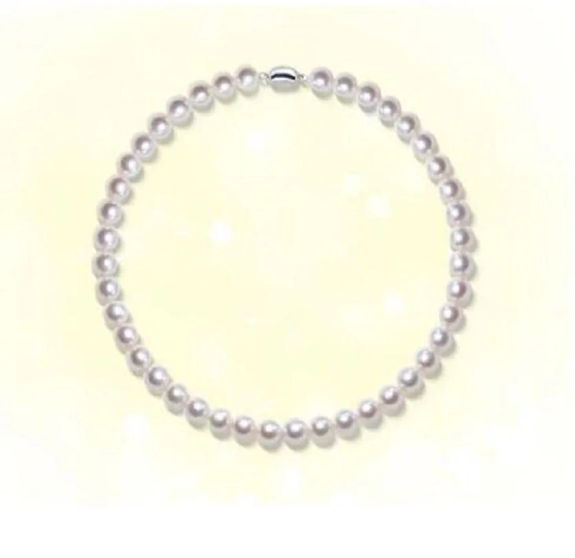 

Amazing AAAAA 9-10mm Natural Round Akoya White Pearl Necklace 18 "925S