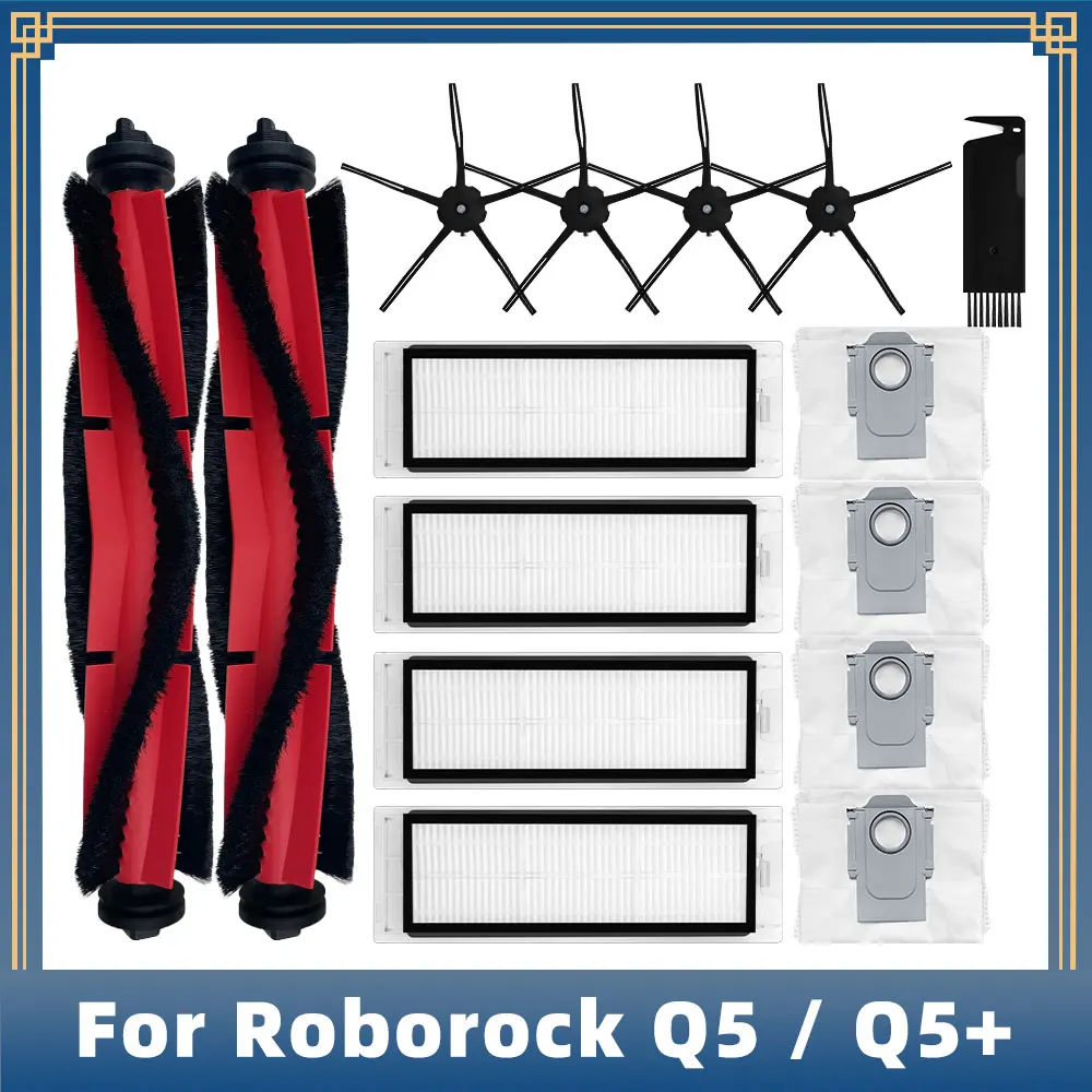 

Compatible For Roborock Q5 Q5+ Plus Q340RR Spare Parts Accessories Roller Main Side Brush Hepa Filter Dust Bag Cover