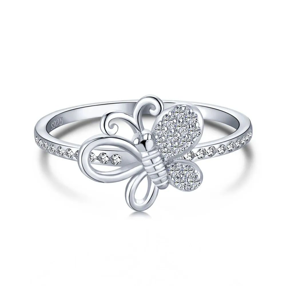 

Женское кольцо с бабочкой, из серебра 925 пробы