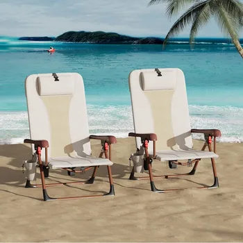 Backpack Beach Chair with Storage Pouch & Cup Holder 1