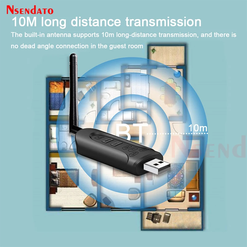 USB2.0 Bluetooth-Compatible 5.3 Audio Transmitter 3.5mm AUX Jack Wireless Adapter Driver-Free USB Dongle For TV Car PC Headphone