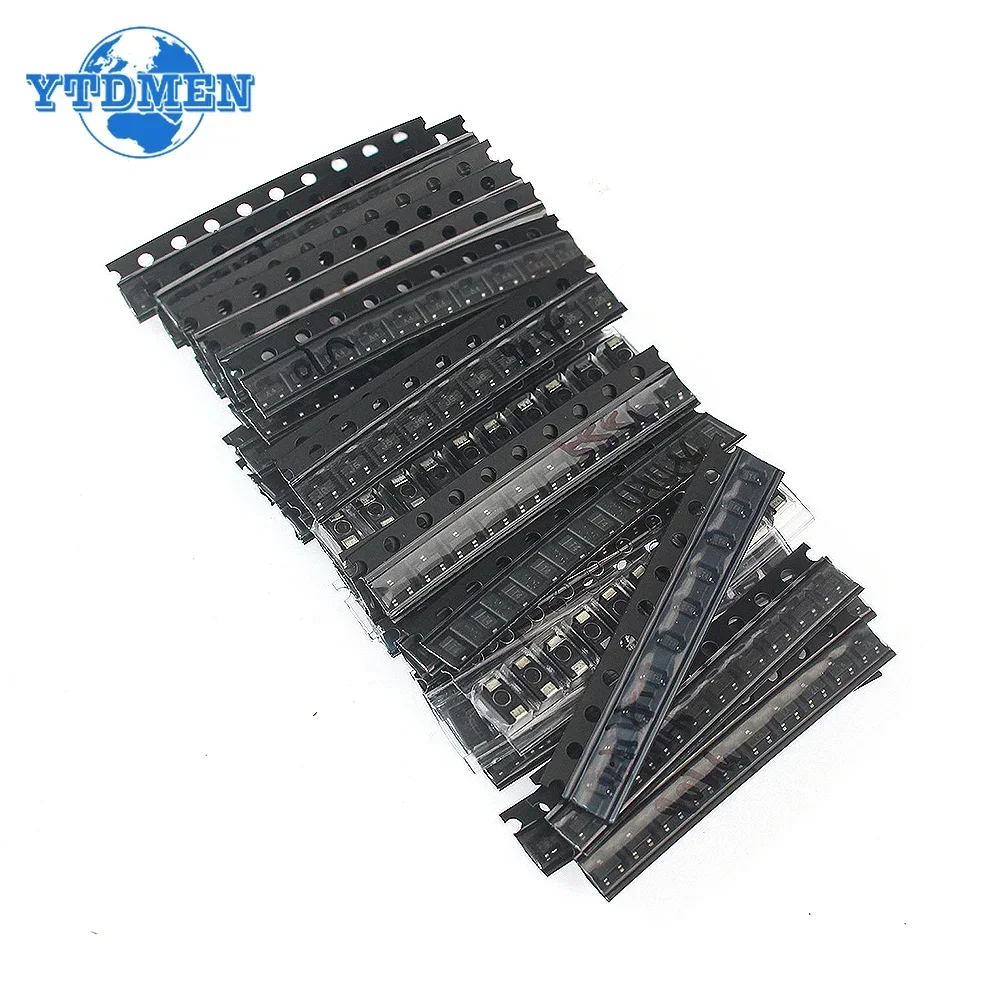 350PCS 35 Values SMD Transistor and Diode Assortment Kit SOT-23 S9012 S9013 S9014 S9015 S9018 S8550 S8050 2N2222 BAV70 BAV99 SMA