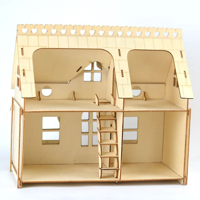 Wooden Miniature Doll House 3D Puzzle Building Model Kit DIY Assembled DollHouses Toys For Children Girls Birthday Gift 3