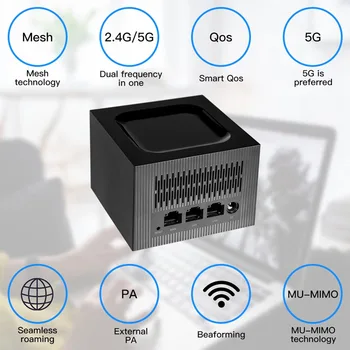 1200Mbps WiFi Mesh Router System with 2.4G/5.0GHz Dual Band Wifi Router Repeater Easy Set APP Remote Manage Wireless WiFi System 5