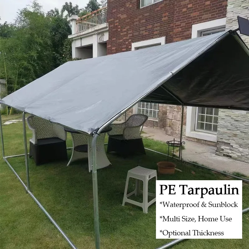 140GSM180GSMSilveryTarpaulinOutdoorPERainproofClothCampingTent