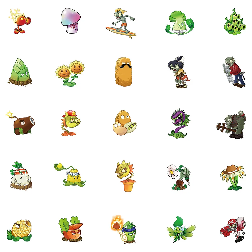 Cartoon Game Plants vs. Zombies Stickers 50pcs For Laptop Water Bottle Phone DIY Waterproof Graffiti Bicycle Car Decals cartoon stickers graffiti stickers car sticker decal